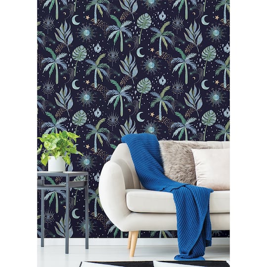 RoomMates Blue Nuit Tropicale Peel & Stick Wallpaper
